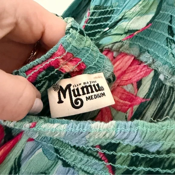 Show Me Your MuMu Turquoise Tropical Halter Maxi Dress size M - Picture 3 of 8